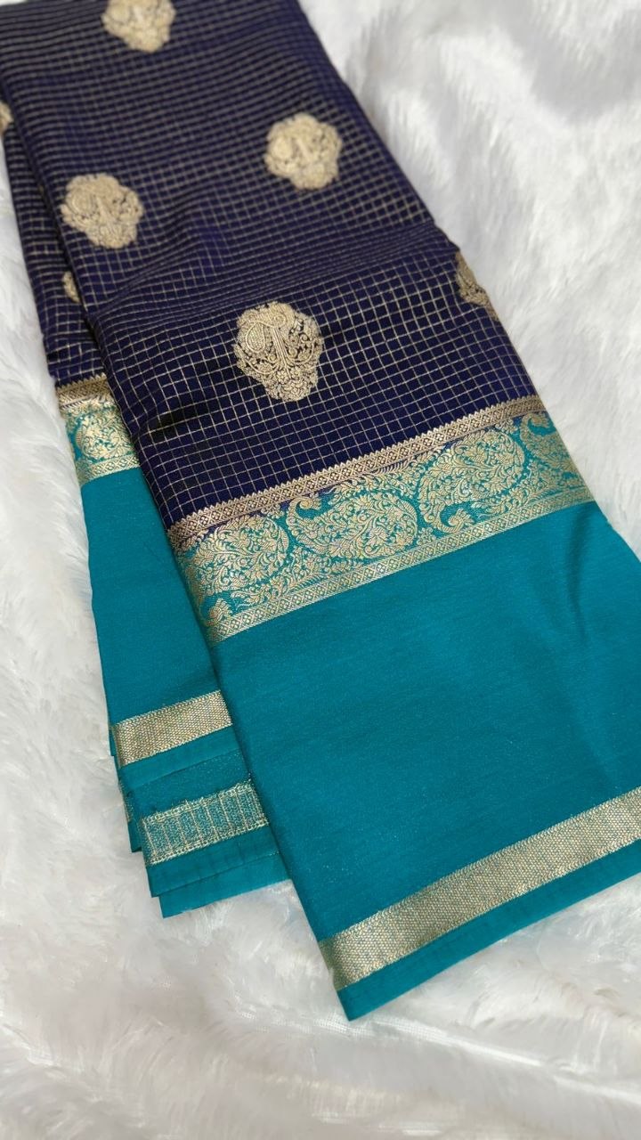 Emerald Gulabi Royale with Antique Gold Zari Mysore Silk Saree